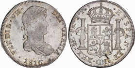 Ferdinand VII (1808-1833)
8 Reales. 1816. LIMA. J.P. 26,85 grs. Pátina y brillo original. SC. / Patina and mint luster. Uncirculated. AC-1249; Cal-48...