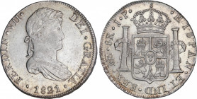 Ferdinand VII (1808-1833)
8 Reales. 1821. LIMA. J.P. 27,19 grs. Brillo original. EBC. / Mint luster. Extremely fine. AC-1254; Cal-489. Ex Cayón - 29 ...