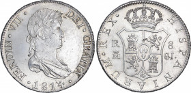 Ferdinand VII (1808-1833)
8 Reales. 1814. MADRID. G.J. 27,03 grs. Busto laureado. Rayitas. Limpiada. EBC-. / Laureated bust. Hairlines. Cleaned. Almo...