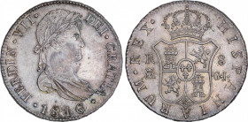 Ferdinand VII (1808-1833)
8 Reales. 1816. MADRID. G.J. 26,774 grs. Bonita pátina y brillo original. Magnífica pieza. SC. / Nice patina and mint luste...