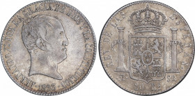 Ferdinand VII (1808-1833)
20 Reales. 1823. MADRID. S.R. 26,91 grs. Acuñación algo floja. Pátina. Escasa. MBC+. / Slightly weak strike. Scarce and cho...