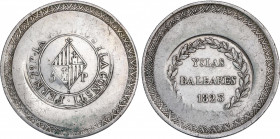 Ferdinand VII (1808-1833)
5 Pesetas. 1823. MALLORCA. 26,98 grs. Final de leyenda del anverso: Y LA CONSTI. Rara en esta calidad. MBC+. / Obverse lege...