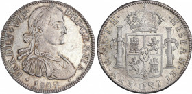 Ferdinand VII (1808-1833)
8 Reales. 1809. MÉXICO. T.H. Encapsulada por NGC MS 64 (nº 5781053-016). 26,88 grs. Pleno brillo original. Parece PROOF. FD...