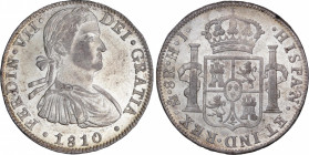 Ferdinand VII (1808-1833)
8 Reales. 1810. MÉXICO. H.J. 26,84 grs. Pleno brillo original. Bello ejemplar. SC. / Full mint luster. Beautiful example. U...