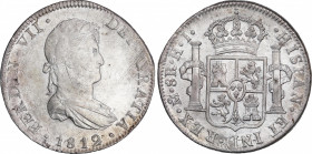 Ferdinand VII (1808-1833)
8 Reales. 1812. MÉXICO. H.J. 26,85 grs. Limpiada. MBC+. / Cleaned. Choice very fine. AC-1319; Cal-547. Adq. M. Dunigan - Di...