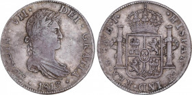 Ferdinand VII (1808-1833)
8 Reales. 1813. MÉXICO. H.J. 26,94 grs. Pátina oscura. MBC. / Dark patina. Very fine. AC-1322; Cal-550. Ex Áureo 1 - 25 Abr...