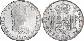 Ferdinand VII (1808-1833)
8 Reales. 1813. MÉXICO. J.J. 26,92 grs. Brillo original. Levísimas rayitas. EBC/EBC+. / Mint luster. Slight hairlines. Very...