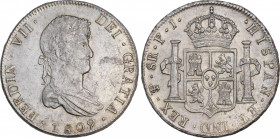 Ferdinand VII (1808-1833)
8 Reales. 1809. POTOSÍ. P.J. 26,84 grs. EBC-. / Almost extremely fine. AC-1374; Cal-600. Adq. Carlos Fuster - Octubre 1988....