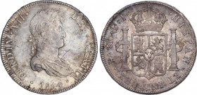 Ferdinand VII (1808-1833)
8 Reales. 1814. POTOSÍ. P.J. 26,89 grs. Bonita pátina. Restos de brillo original. Rayita en anverso. EBC. / Nice patina. Lu...
