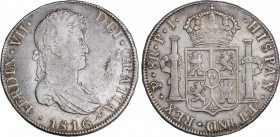 Ferdinand VII (1808-1833)
8 Reales. 1816. POTOSÍ. P.J. 26,67 grs. MBC+. / Choice very fine. AC-1380; Cal-605. Adq. Herrero - Octubre 1990.