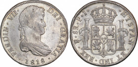 Ferdinand VII (1808-1833)
8 Reales. 1818. POTOSÍ. P.J. 26,52 grs. Brillo original. Rayitas en anverso. EBC/EBC+. / Mint luster. Hairlines on obverse....