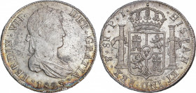 Ferdinand VII (1808-1833)
8 Reales. 1823. POTOSÍ. P.J. 27,00 grs. Restos de pátina y brillo original. EBC+. / Patina and luster traces. Choice extrem...