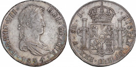 Ferdinand VII (1808-1833)
8 Reales. 1824. POTOSÍ. J. 27,06 grs. Muy escasa. EBC-. / Very scarce. Almost extremely fine. AC-1392; Cal-616. Ex Superior...
