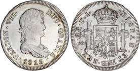 Ferdinand VII (1808-1833)
8 Reales. 1813. SANTIAGO. F.J. 26,95 grs. EBC-. / Almost extremely fine. AC-1406; Cal-629. Ex Cayón - 29 Noviembre 1988, n....