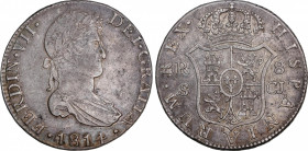 Ferdinand VII (1808-1833)
8 Reales. 1814. SEVILLA. C.J. 26,72 grs. Busto laureado. Pátina. Muy escasa. MBC+. / Laureated bust. Patina. Very scarce an...