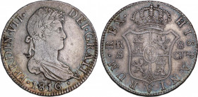 Ferdinand VII (1808-1833)
8 Reales. 1816. SEVILLA. C.J. 27,05 grs. Acuñación algo floja. MBC+. / Slightly weak strike. Choice very fine. AC-1417; Cal...