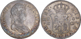 Ferdinand VII (1808-1833)
8 Reales. 1817. SEVILLA. C.J. 26,66 grs. Pátina. MBC+. / Patina. Choice very fine. AC-1418; Cal-641. Adq. M. Dunigan - Dici...