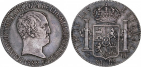 Ferdinand VII (1808-1833)
20 Reales. 1822. SEVILLA. R.D. 26,96 grs. Pátina y restos de brillo original. EBC/EBC-. / Patina and luster traces. Extreme...
