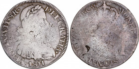 Ferdinand VII (1808-1833)
8 Reales. 1811. ZACATECAS. 26,20 grs. Busto armado. Moneda provisional. Valor en anverso, canto liso. Acuñación floja norma...