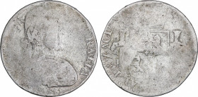 Ferdinand VII (1808-1833)
8 Reales. 1811. ZACATECAS. 26,36 grs. Busto armado. Moneda provisional. Valor en anverso. Canto con cordoncillo. Acuñación ...