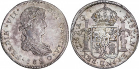 Ferdinand VII (1808-1833)
8 Reales. 1820. ZACATECAS. A.G. 26,80 grs. Pátina y restos de brillo original. EBC. / Patina and luster traces. Extremely f...