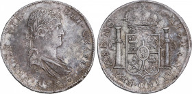 Ferdinand VII (1808-1833)
8 Reales. 1820. ZACATECAS. R.G. 26,29 grs. Pátina. MBC+. / Patina. Choice very fine. AC-1464; Cal-696. Adq. M. Dunigan - Di...