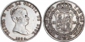 Elisabeth II (1833-1868)
20 Reales. 1834. MADRID. N.C. 26,89 grs. Limpiada. Rara. MBC/MBC+. / Cleaned. Rare and very fine/choice very fine. AC-578; C...