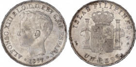 Alfonso XIII (1885-1931)
1 Peso. 1897. MANILA. S.G.-V. Pátina y restos de brillo original. Levísimas rayitas. SC-. / Patina and luster traces. Slight...