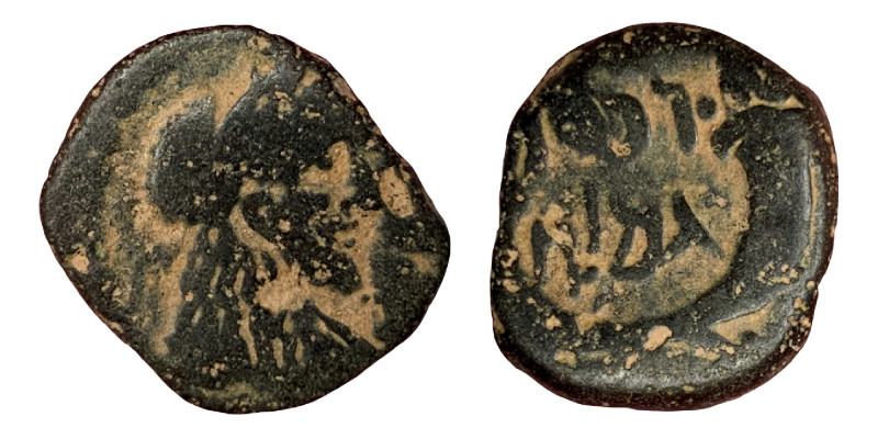 NABATAEA. Rabbel II, with Gamilat. AD 70-106. Æ (bronze, 2.55 g, 15 mm). Petra. ...