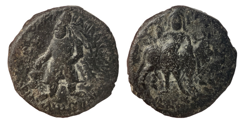 INDIA, Kushan Empire. Vima Kadphises, circa 105-127. Æ Tetradrachm (Bronze, 16.4...