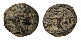 PHOENICIA. Tyre. Pseudo-autonomous issue. Æ (Bronze, 1.93 g, 12 mm), CY 247 (AD 121/2). Turreted, veiled and draped bust of Tyche to right; to left, p...