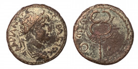 COMMAGENE, Samosata. Hadrian. 117-138. . Æ (bronze, 3.04 g, 16 mm). AΔΡΙΑNOC CEBACTOC, laureate head right. Rev. C - A / E - T / Θ - N. Winged caduceu...