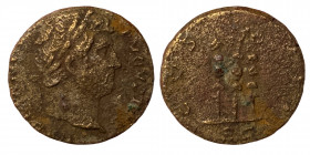 Hadrian, 117-138. Æ Semis (Orichalcum, 2.94 g, 16 mm), Rome, struck 125/28. HADRIANVS AVGVSTVS PP, laureate, draped and cuirassed bust right. Rev. COS...