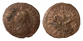 Probus. 276-282, Cyzicus. Antoninianus (bronze, 4.03 g, 22 mm) IMP C M AVR PROBVS P F AVG. Radiate and mantled bust left, holding eagle-tipped sceptre...