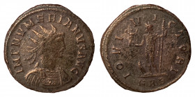 Numerian, 283-284. Antoninianus (bronze, 3.48, 21.50 mm), Rome. IMP C NVMERIANVS P F AVG, radiate, cuirassed bust right. Rev. IOVI VICTORI, Jupiter st...