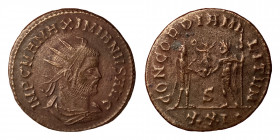 Maximianus. First reign, 286-305. Antoninianus (bronze, 3.59 g, 21 mm). Cyzicus. Struck 293. IMP C M A MAXIMIANVS AVG, radiate and cuirassed bust righ...
