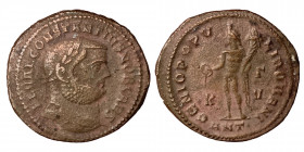 Constantius I, Chlorus, as Caesar. Antioch 293-305. Follis (bronze, 10.50 g, 28 mm). FL VAL CONSTANTIVS NOB CAES. Laureate head right. Rev. GENIO POPV...