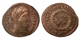 Constantine I, 307/310-337. Nummus (bronze, 3.01 g, 20 mm) ,Thessalonica, struck 324; CONSTAN - TINVS AVG, laureate head r., Rev. D N CONSTANTINI MAX ...