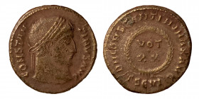 Constantine I, 307/310-337. Nummus (bronze, 3.02 g, 19 mm) ,Thessalonica, struck 324; CONSTAN - TINVS AVG, laureate head r., Rev. D N CONSTANTINI MAX ...