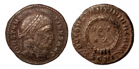 Constantine I, 307/310-337. Nummus (bronze, 2.86 g, 18 mm) ,Thessalonica, struck 324; CONSTAN - TINVS AVG, laureate head r., Rev. D N CONSTANTINI MAX ...