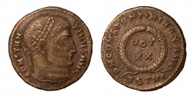 Constantine I, 307/310-337. Nummus, (bronze, 3.42 g, 18 mm) ,Thessalonica, struck 324; CONSTAN - TINVS AVG, laureate head r., Rev. D N CONSTANTINI MAX...