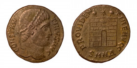 Constantine I. 307/310-337. Nummus (bronze,3.30 g, 18 mm ). Nicomedia. Struck 324-325. CONSTANTINVS AVG, laureate head right Rev. PROVIDENTIAE AVGG, c...