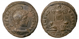 Constantine I, 307/310-337. Follis (Bronze, 2.63 g, 20 mm), Treveri. 320-321. CONSTANTINVS AVG Laureate, helmeted and cuirassed bust of Constantine I ...