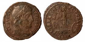 Constantine I, 307/310-337. Follis (bronze, 2.70 g, 19 mm), Constantinople, AD 327. CONSTANTINVS MAX AVG, diademed head right / LIBERTAS PVBLICA, Vict...