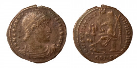 Constantine I, 307/310-337. Follis (Bronze, 2.34 g, 19 mm), Constantinople, struck 328-329. CONSTANTINVS MAX AVG Laurel and rosette-diademed, draped, ...