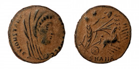 Divus Constantine I, died 337. Follis (Bronze, 1.69 g, 15 mm), Antioch, 337-340. DV CONSTANTINVS P T AVGG Veiled head of Divus Constantine I to right....