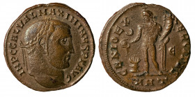 Maximinus II Daia. 310-313. Follis (bronze, 6.10 g, 22 mm), Antioch, struck 310/311. IMP C GAL VAL MAXIMINVS P F AVG Laureate head right. Rev. GENIO E...