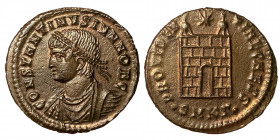 Constantine II, Caesar, 316-337. Follis (bronze, 3.28 g, 20 mm), Cyzicus. Struck 325-326. CONSTANTINVS IVN NOB C, laureate, draped and cuirassed bust ...