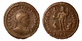 Constantine II. Caesar, 317-337. Follis (bronze, 2.96 g, 19 mm). Nicomedia, struck 321-324. D N FL CL CONSTANTINVS NOB C, laureate, draped and cuirass...