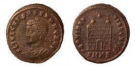 Crispus, Caesar, 317-326. Follis (bronze, 3.29 g, 19 mm) Cyzicus. Struck 324-325. FL IVL CRISPVS NOB CAES, laureate, draped and cuirassed bust left. R...